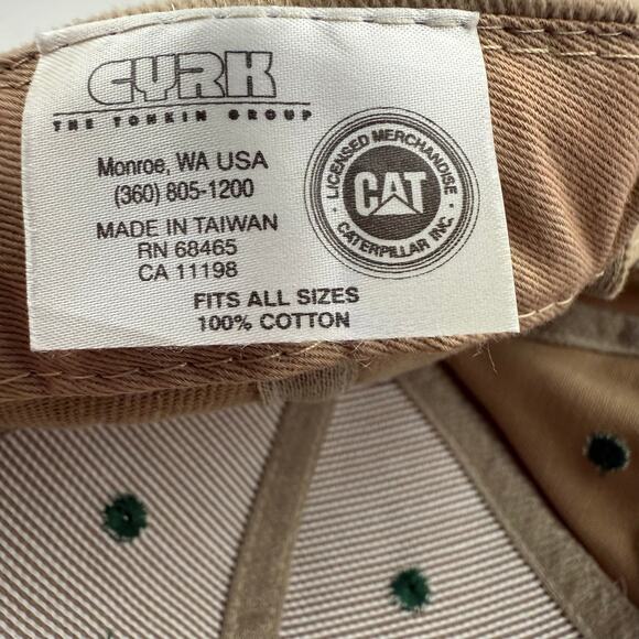 Caterpillar CAT Logo Brown Green Snapback Trucker Hat Adjustable - Picture 6 of 6